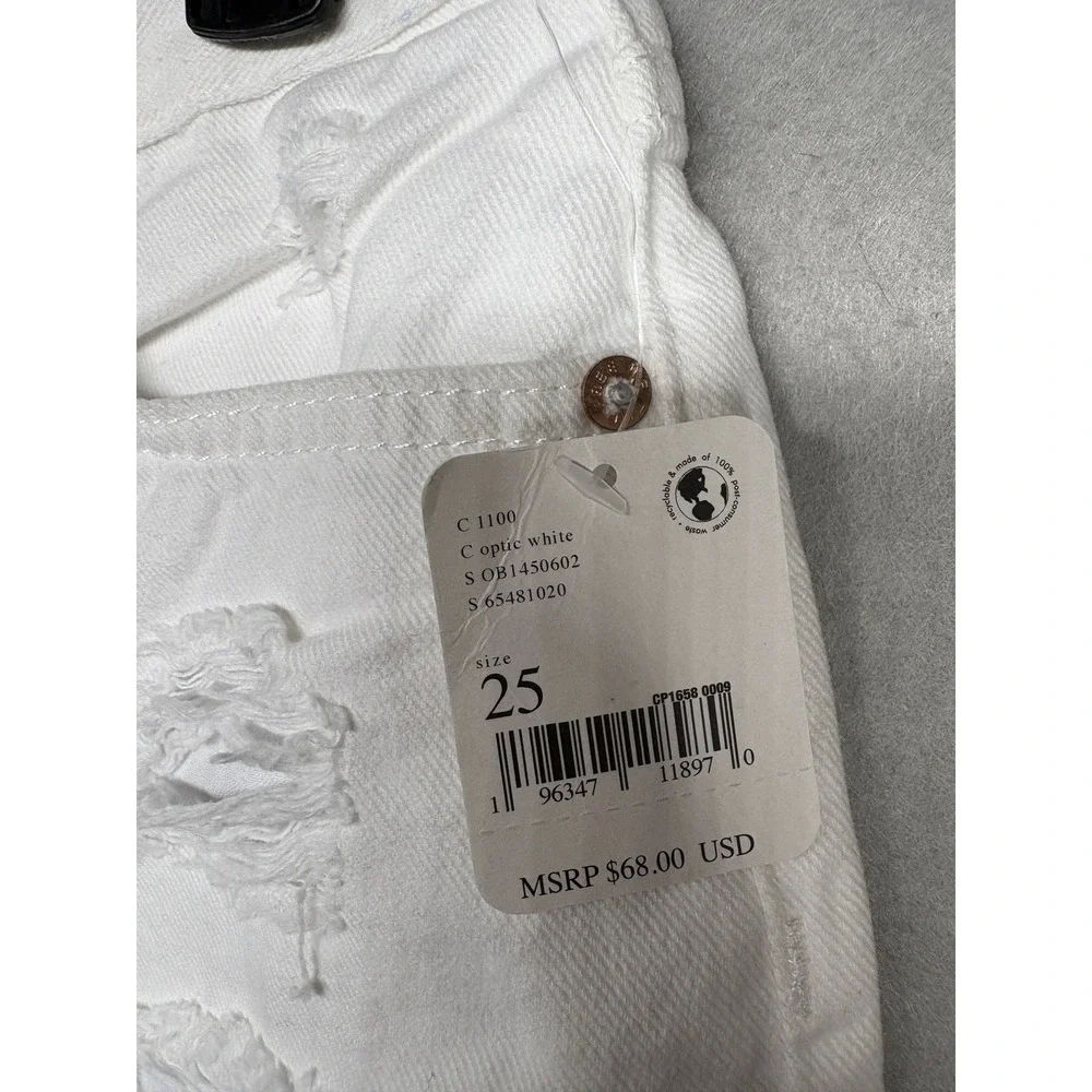 Free People White Distressed Button Fly Jean Shorts Sz 25 Women's ‎ New W/ Tag